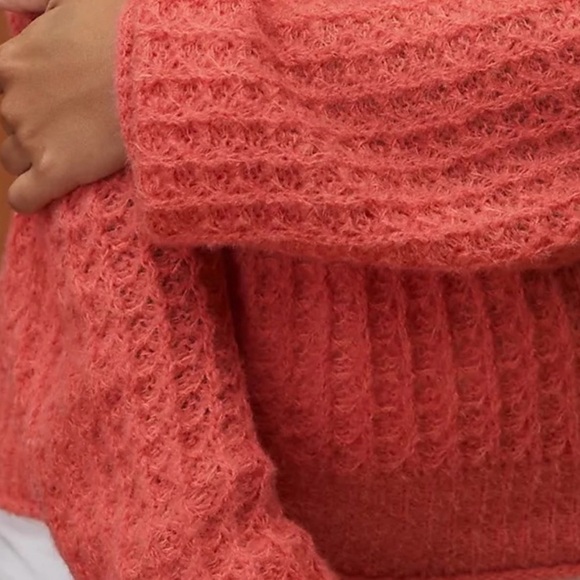 NWOT Anthropologie hot pink off the shoulder ruffled sweater - Picture 3 of 7